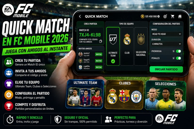 Quick Match en FC Mobile 2026: cómo jugar con amigos
