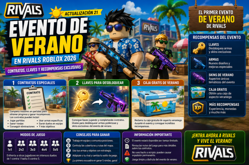 Evento de verano de RIVALS en Roblox 2026: recompensas