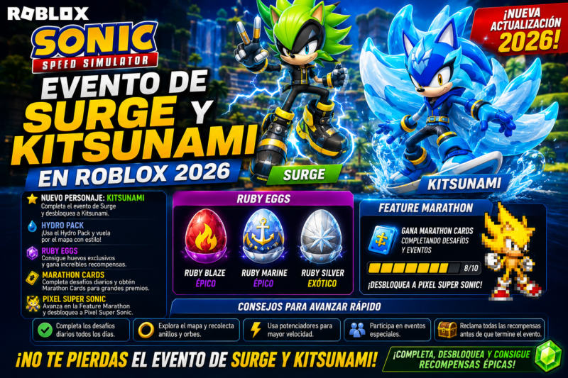 Evento de Surge y Kitsunami en Roblox 2026: guía completa