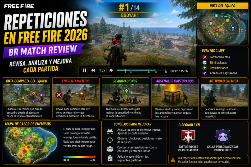 Cómo ver repeticiones en Free Fire 2026 y analizar partidas
