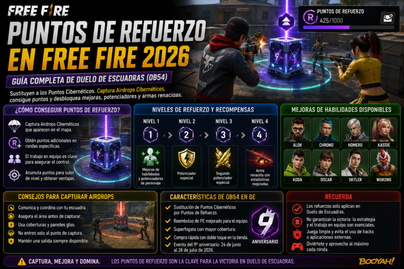 Puntos de refuerzo en Free Fire 2026: guía completa de DE