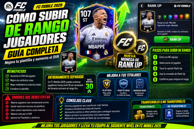 Cómo subir de rango jugadores en FC Mobile 2026: guía completa