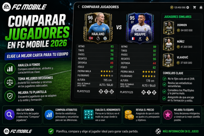 Comparar jugadores en FC Mobile 2026: elige la mejor carta